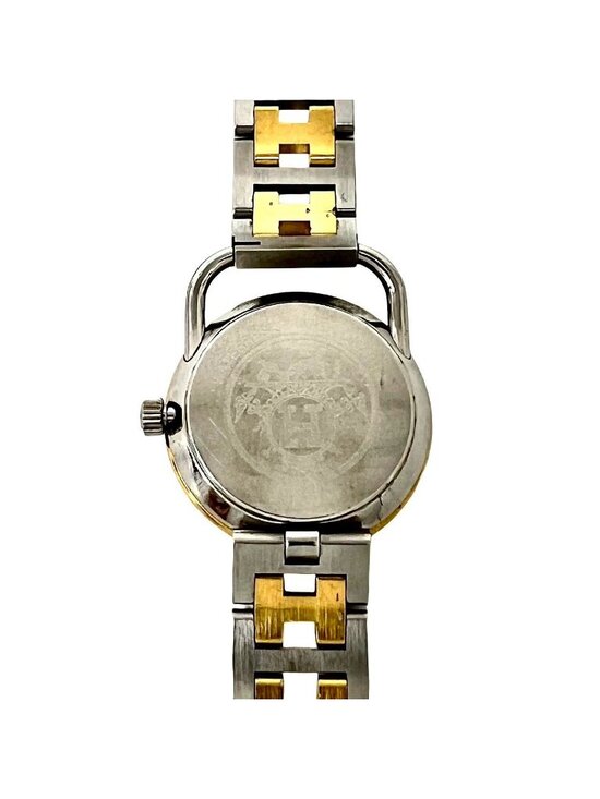 Hermes Also-h Logo Stainless Steel Quartz Watch Wrist Silver Gold main image 9